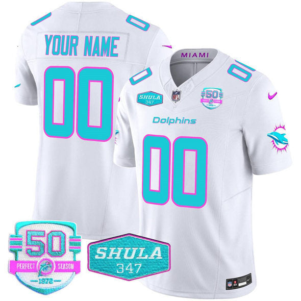 Miami Dolphins Active Player Custom White F.U.S.E. 'Miami Vice' With 347 Shula Football Jersey football jersey product view 1