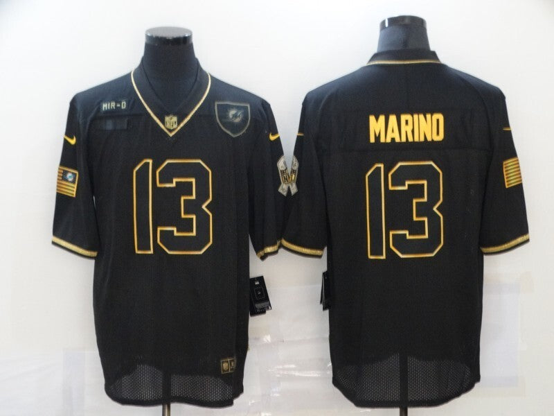 Miami Dolphins #13 Dan Marino 20 Salute Retro Gold 693 Football Jersey football jersey product view 1