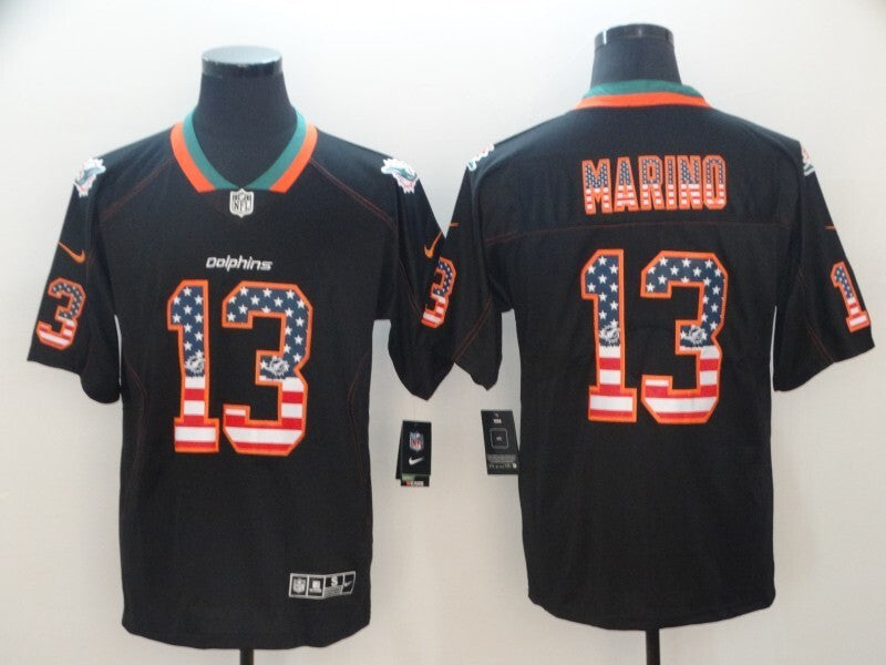 Miami Dolphins #13 Dan Marino Legend USA Flag 005 Football Jersey football jersey product view 1