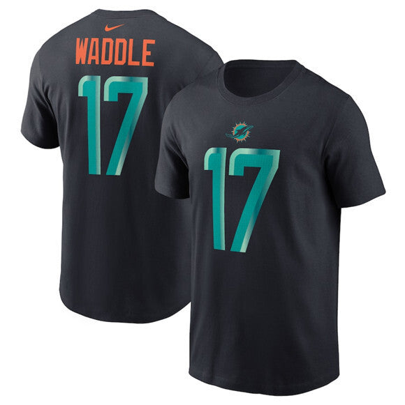 Miami Dolphins #17 Jaylen Waddle Black 2025 Rivalries Collection Player Name & Style 1 Football Jersey football jersey product view 1