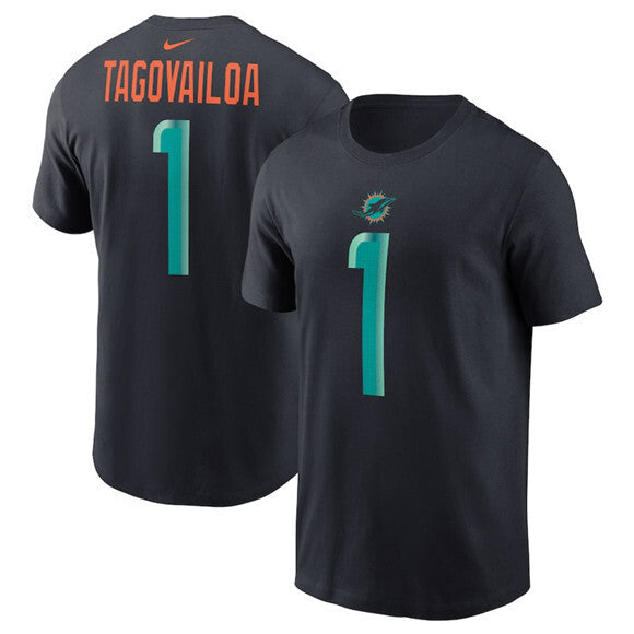 Miami Dolphins #1 Tua Tagovailoa Black 2025 Rivalries Collection Player Name & Style 1 Football Jersey football jersey product view 1