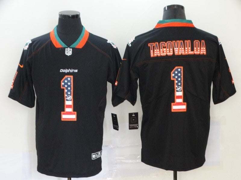 Miami Dolphins #1 Tua Tagovailoa Black Adult 051 Football Jersey football jersey product view 1