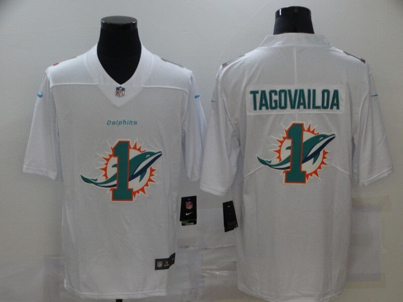 Miami Dolphins #1 Tua Tagovailoa White Shadow 296 Football Jersey football jersey product view 1