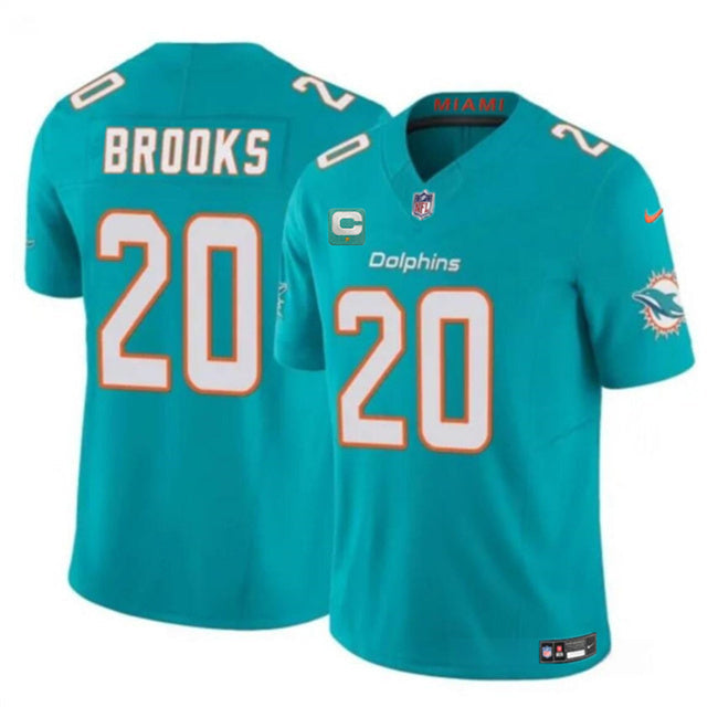 Miami Dolphins #20 Jordyn Brooks Aqua 2025 F.U.S.E. With 1-Star C Patch Vapor Limited Football Jersey football jersey product view 1