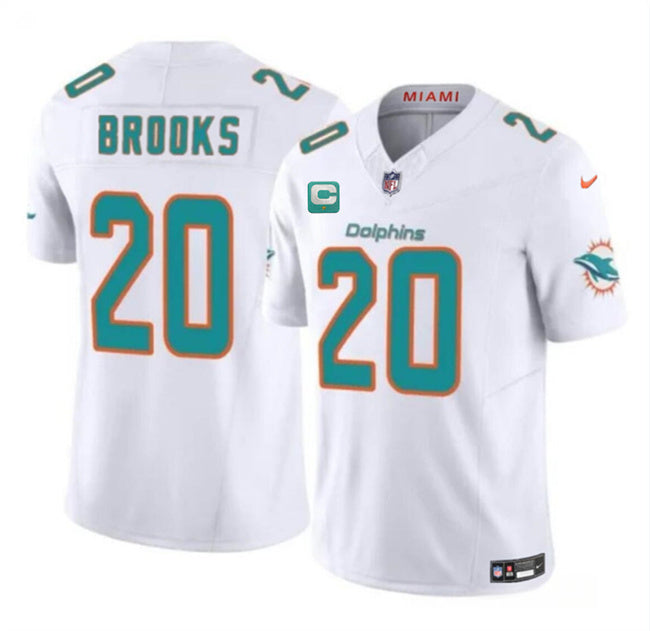 Miami Dolphins #20 Jordyn Brooks White 2025 F.U.S.E. With 1-Star C Patch Vapor Limited Football Jersey football jersey product view 1