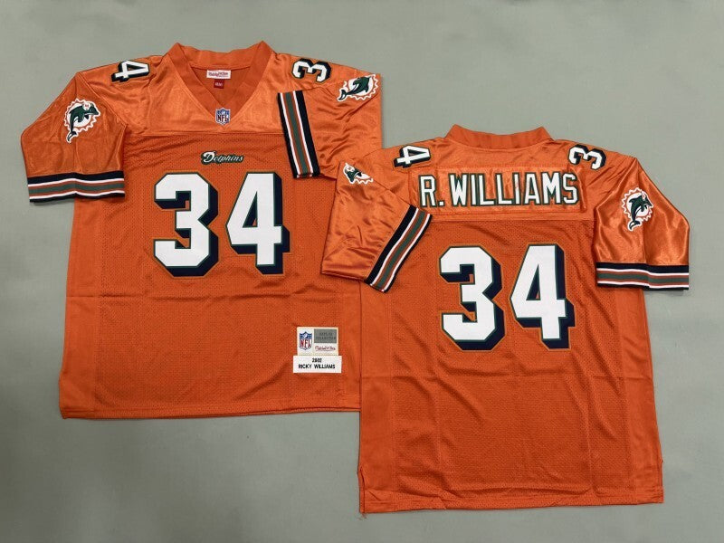 Miami Dolphins #34 Williams Miami Dolphins Style 2 Football Jersey football jersey product view 1