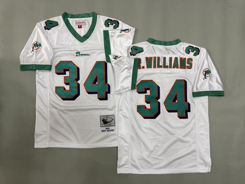 Miami Dolphins #34 Williams Miami Dolphins Style 3 Football Jersey football jersey product view 1