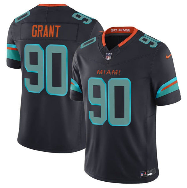 Miami Dolphins #90 Kenneth Grant Black 2025 F.U.S.E. “Rivalries” Vapor Limited Football Jersey football jersey product view 1