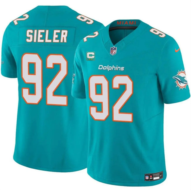 Miami Dolphins #92 Zach Sieler Aqua 2025 F.U.S.E. With 2-Star C Patch Vapor Limited Football Jersey football jersey product view 1