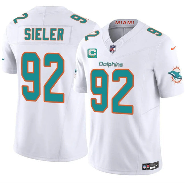 Miami Dolphins #92 Zach Sieler White 2025 F.U.S.E. With 2-Star C Patch Vapor Limited Football Jersey football jersey product view 1