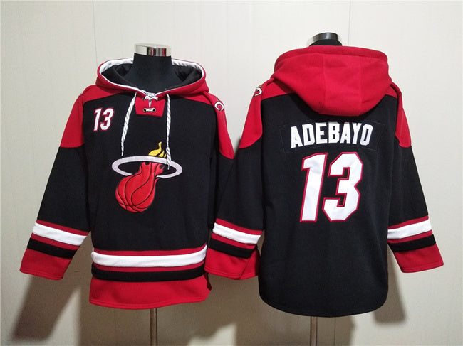 Miami Heat #13 Bam Adebayo Black Ageless Must-Have Lace-Up Pullover Hoodie Baseball Jersey baseball jersey product view 1