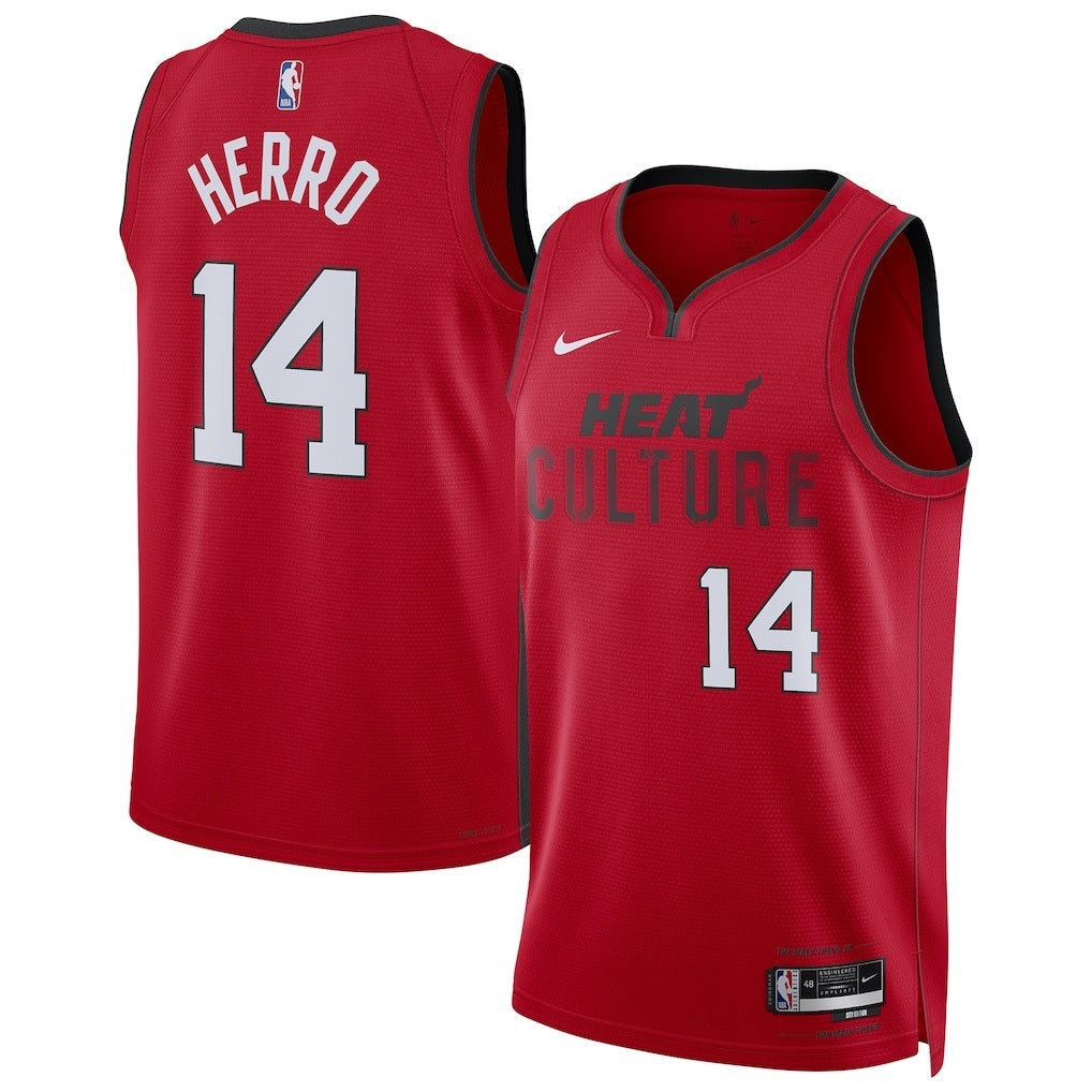 Miami Heat #14 Tyler Herro Unisex 202425 Swingman Player Jersey - City Edition - Red Basketball Jersey basketball jersey product view 1