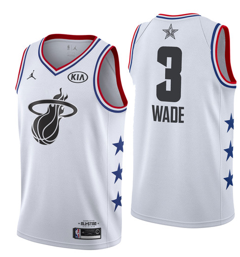 Miami Heat #3 Dwyane Wade All-Star Heat 3 # White Basketball Jersey basketball jersey product view 1