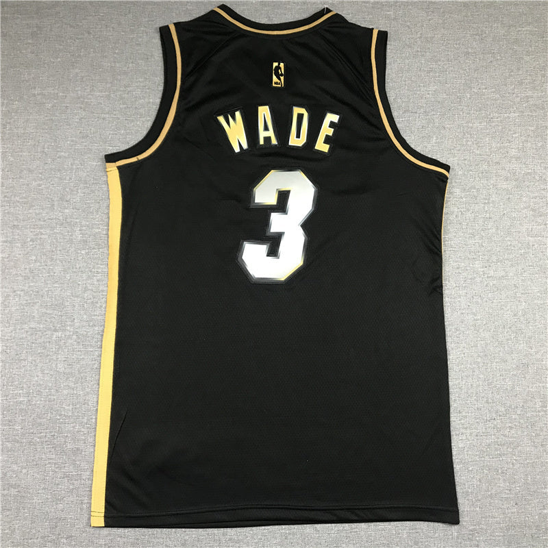Miami Heat #3 Dwyane Wade New Heat 3 Black Gold Style 1 Basketball Jersey basketball jersey product view 1