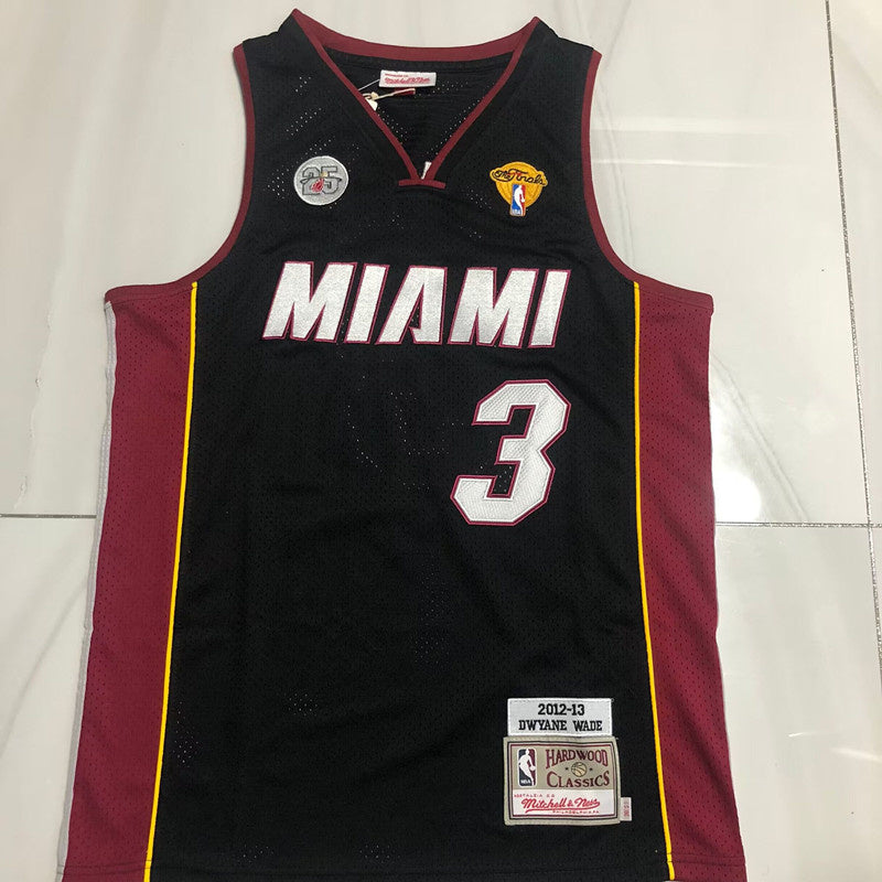 Miami Heat #3 Wade authentic 2012-13 finals jersey black Style 2 Basketball Jersey basketball jersey product view 1