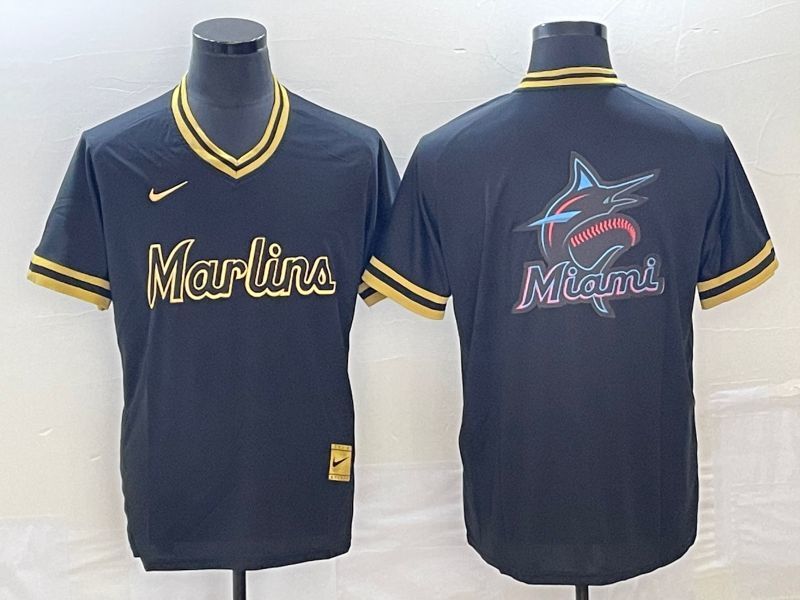Miami Marlins Big Logo de7 Style 2 Baseball Jersey baseball jersey product view 1