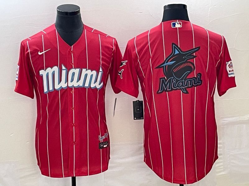 Miami Marlins Big Logo de7 Style 3 Baseball Jersey baseball jersey product view 1