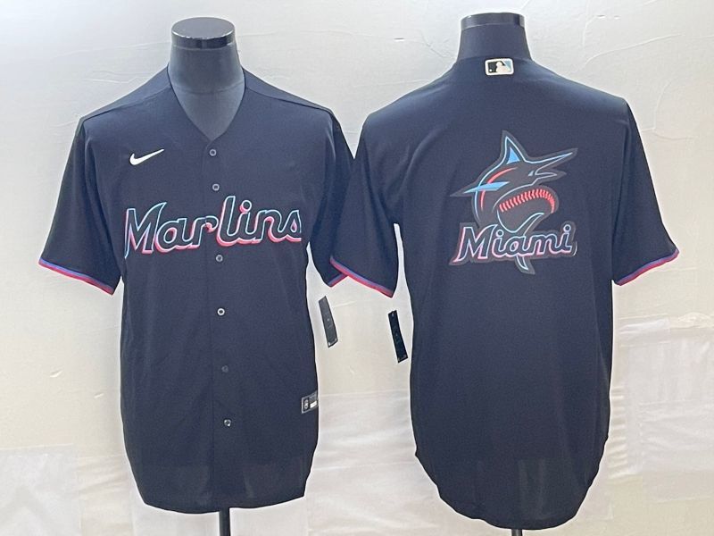 Miami Marlins Big Logo de7 Style 5 Baseball Jersey baseball jersey product view 1