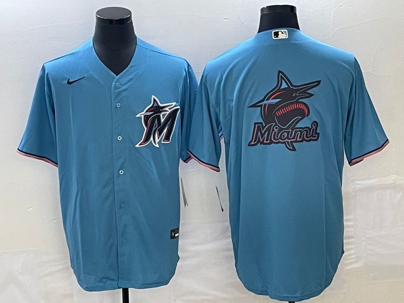 Miami Marlins Big Logo de7 Style 7 Baseball Jersey baseball jersey product view 1