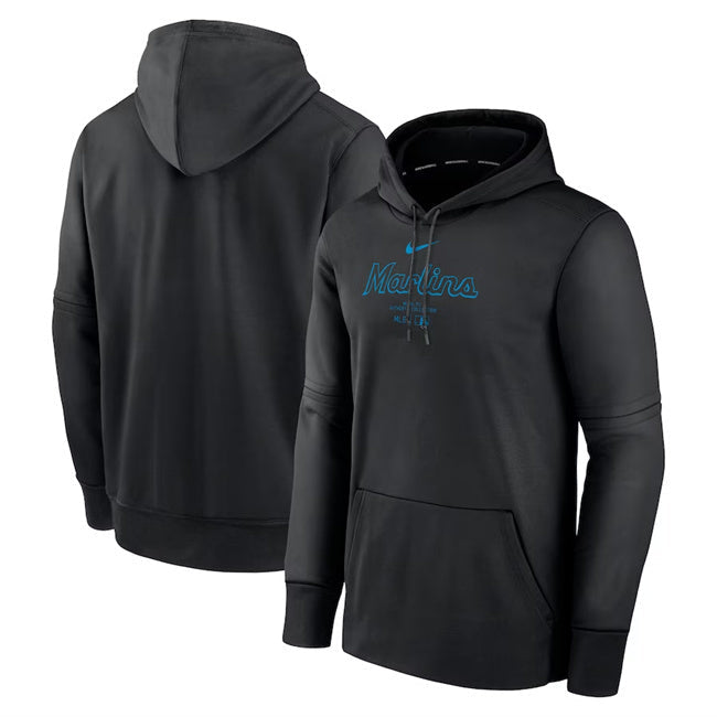 Miami Marlins Black Collection Practice Performance Pullover Hoodie Baseball Jersey baseball jersey product view 1