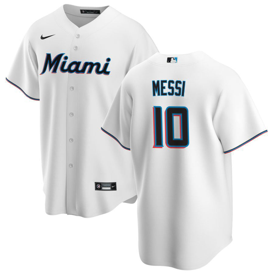 Miami Marlins #10 Leo Messi Baseball Jersey baseball jersey product view 1