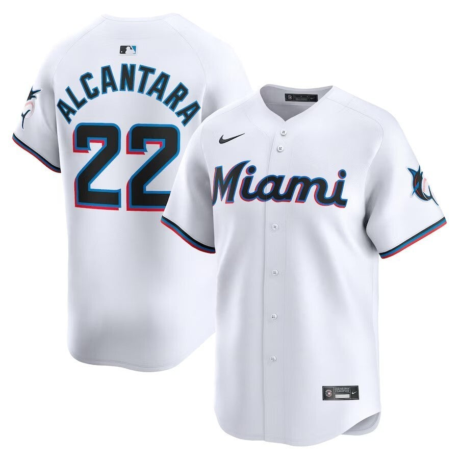 Miami Marlins #22 Sandy Alcantara Home Limited Player Jersey - White Baseball Jersey baseball jersey product view 1