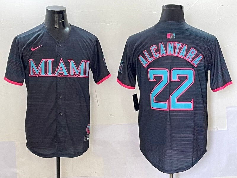 Miami Marlins #22 Sandy Alcantara Marlins Collaboration Style 1 Baseball Jersey baseball jersey product view 1