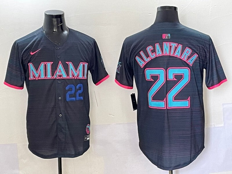 Miami Marlins #22 Sandy Alcantara Marlins Collaboration Style 3 Baseball Jersey baseball jersey product view 1