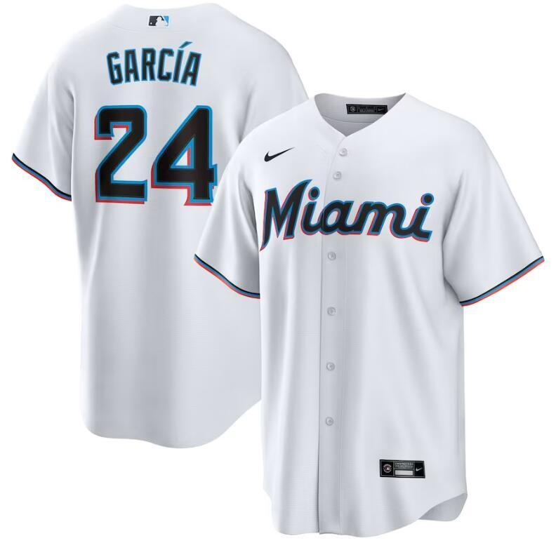 Miami Marlins #24 Avisaíl García Home Replica Player Jersey - White Baseball Jersey baseball jersey product view 1