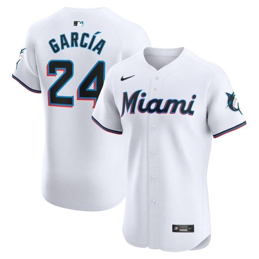 Miami Marlins #24 Avisail Garcia Home Elite Player Jersey - White Baseball Jersey baseball jersey product view 1