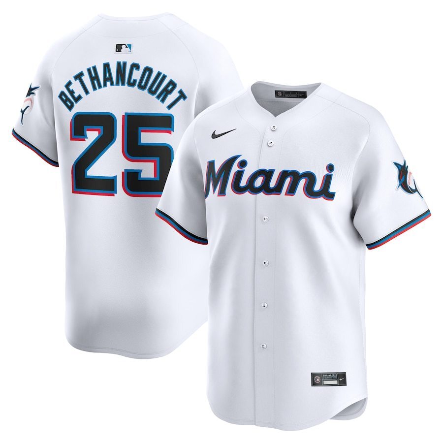 Miami Marlins #25 Christian Bethancourt Home Limited Player Jersey - White Style 2 Baseball Jersey baseball jersey product view 1