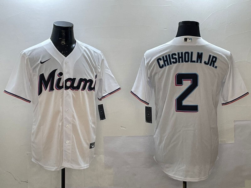 Miami Marlins #2 Jazz Chisholm Jr. Marlins Fan Edition Baseball Jersey baseball jersey product view 1
