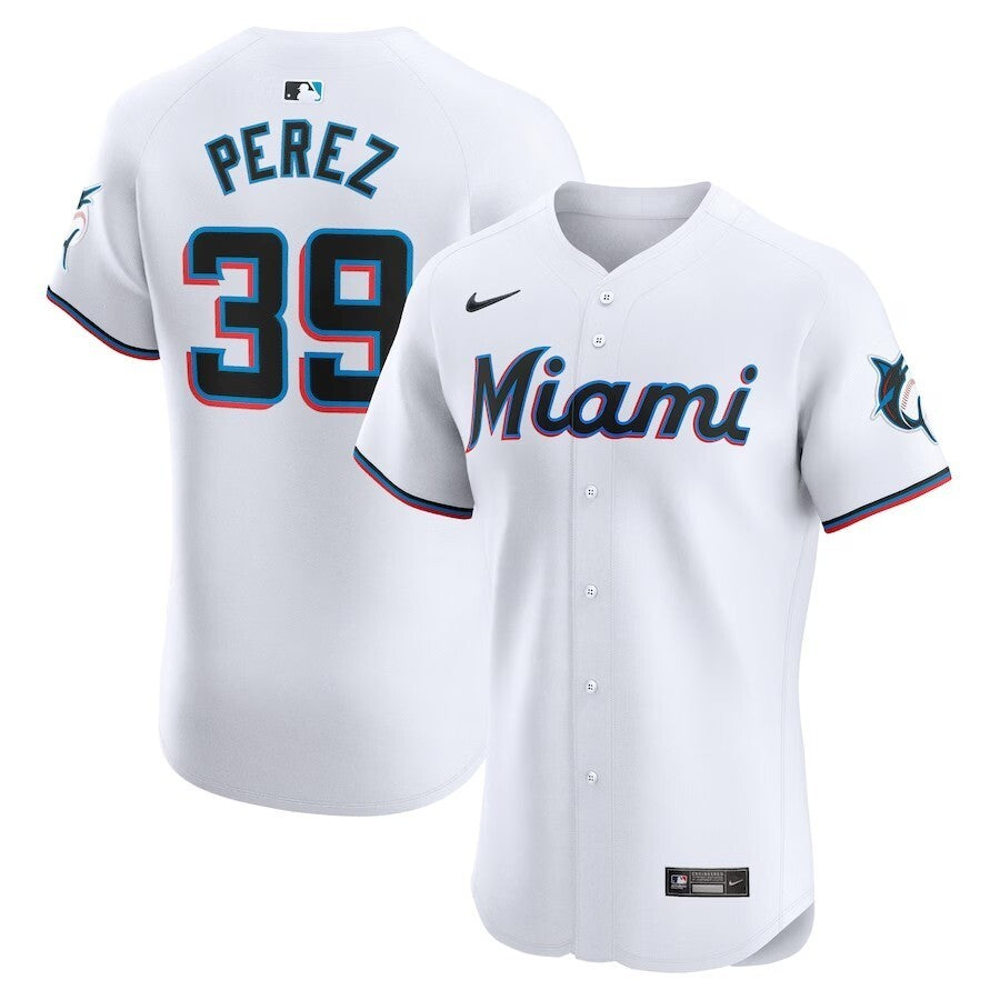 Miami Marlins #39 Eury Perez Home Elite Player Jersey - White Baseball Jersey baseball jersey product view 1