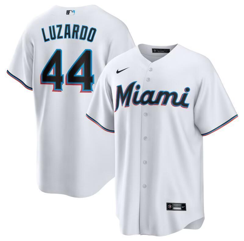 Miami Marlins #44 Jesús Luzardo Home Replica Player Jersey - White Baseball Jersey baseball jersey product view 1