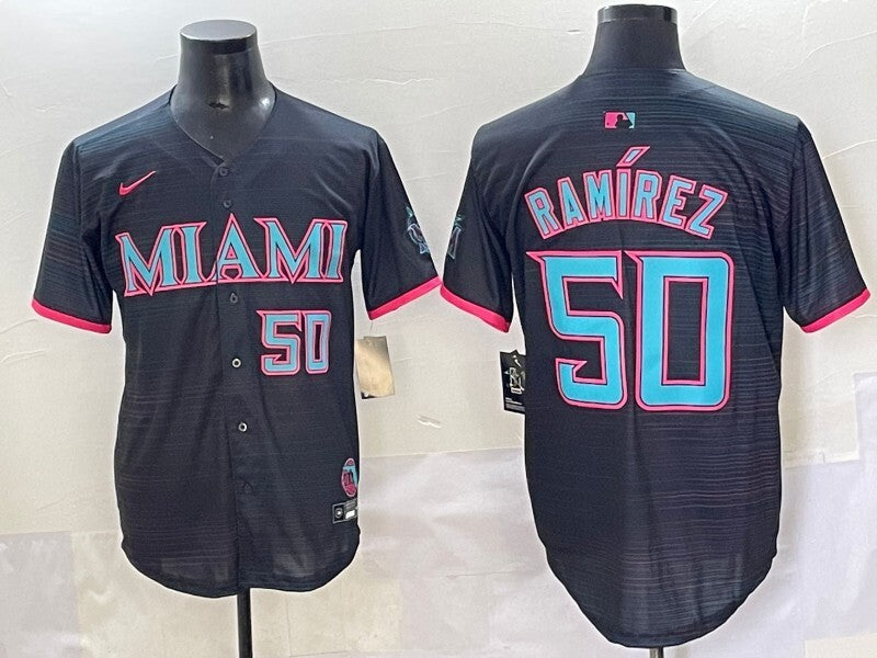 Miami Marlins #50 Ramirez Marlins Collaboration Style 2 Baseball Jersey baseball jersey product view 1