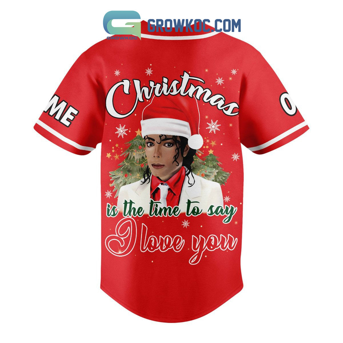 Michael Jackson Christmas Is The Time To Say I Love You Personalized Baseball Jersey baseball jersey product view 3
