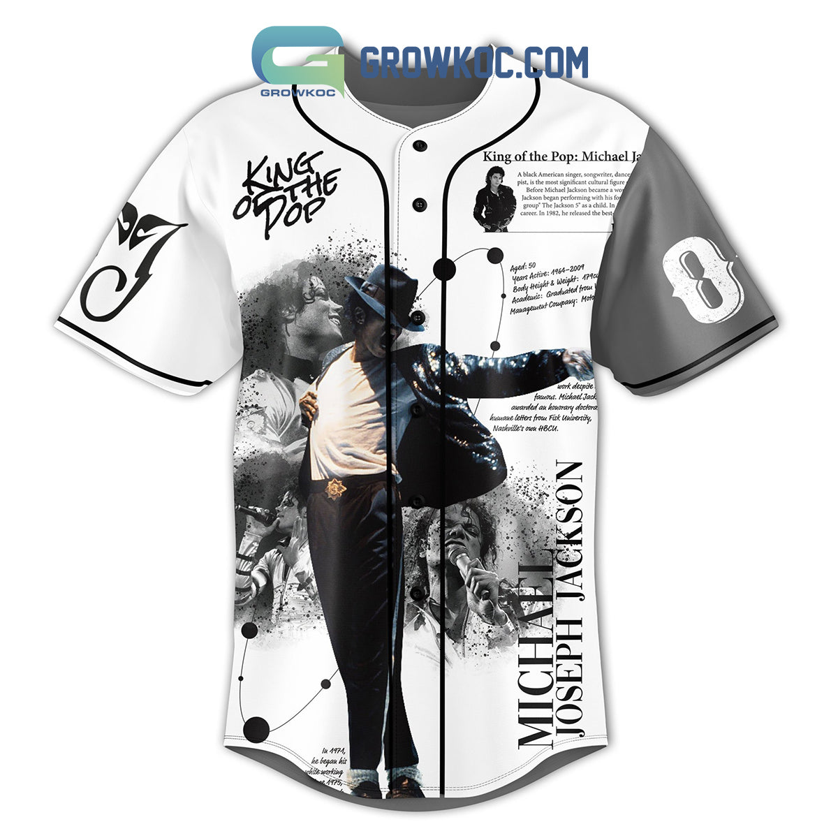 Michael Jackson King Of The Pop Legend Never Die Personalized Baseball Jersey baseball jersey product view 2