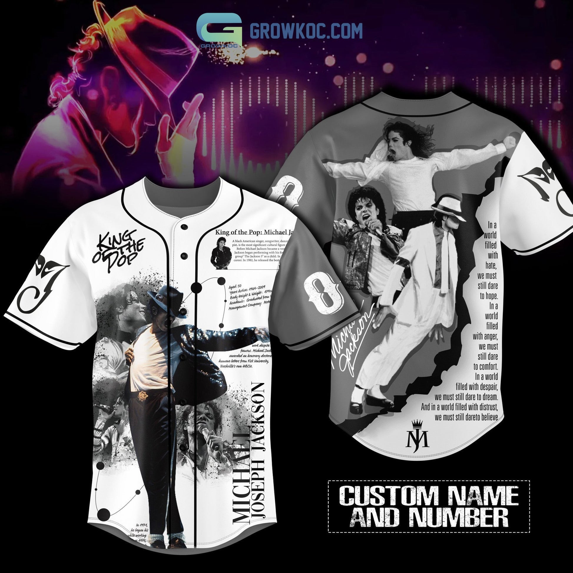 Michael Jackson King Of The Pop Personalized Baseball Jersey baseball jersey product view 1