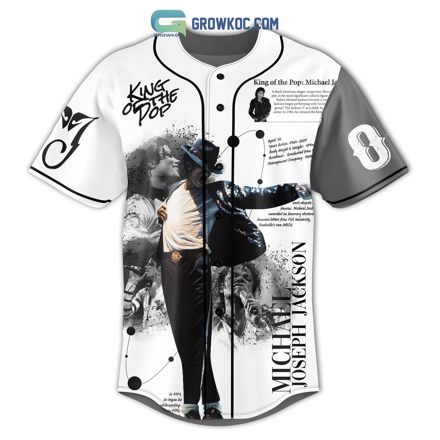 Michael Jackson King Of The Pop Personalized Baseball Jersey baseball jersey product view 2