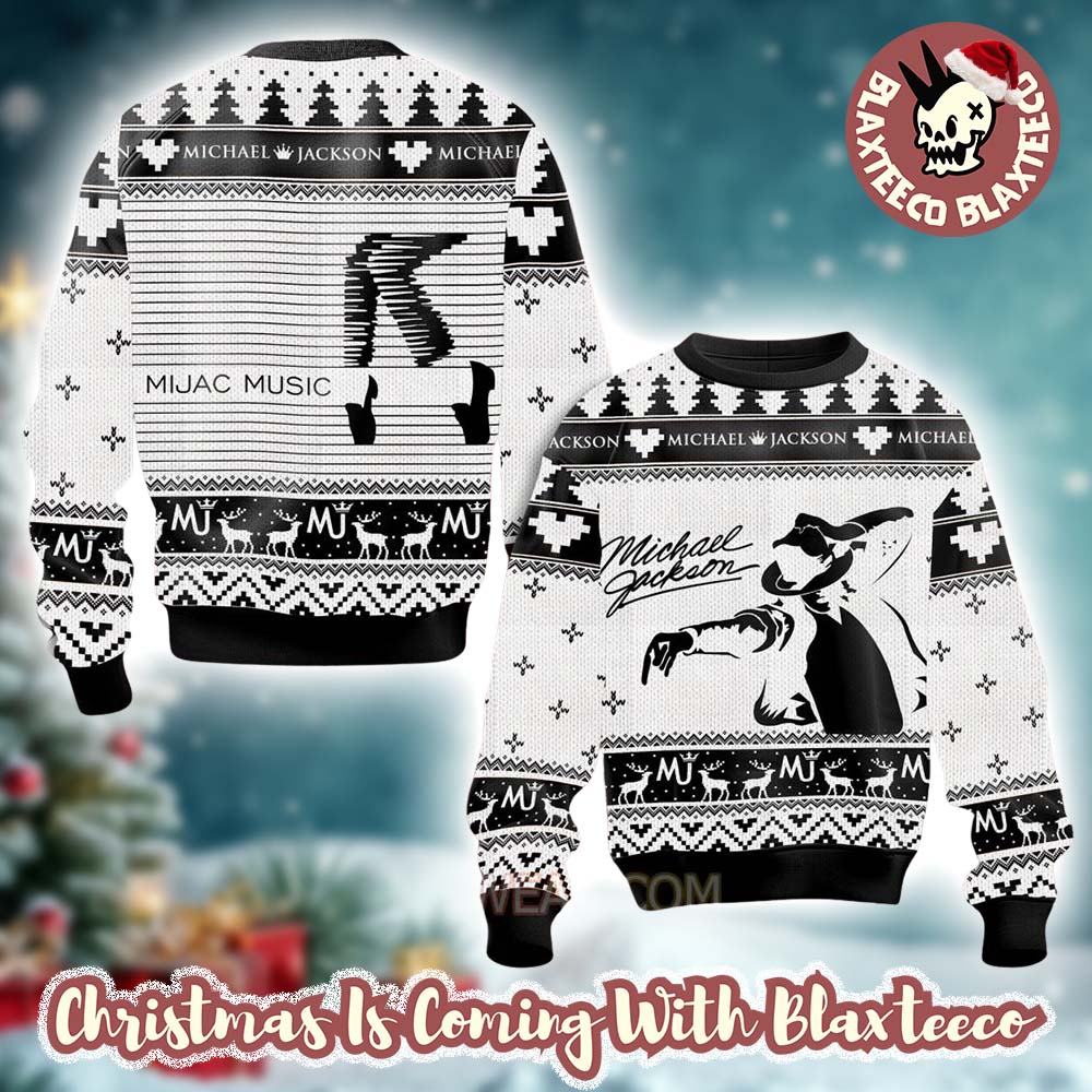 Michael Jackson Mijac Music Signature Knitted White Personalized Ugly Christmas Sweater Unisex T-shirt, Sweatshirt, Hoodie, Long Sleeve Tee - T-Shirt, Sweatshirt, Hoodie