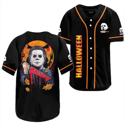 Michael Myers Bloody Knife Halloween Horror Movie 3d Baseball Jersey Shirt baseball jersey product view 1