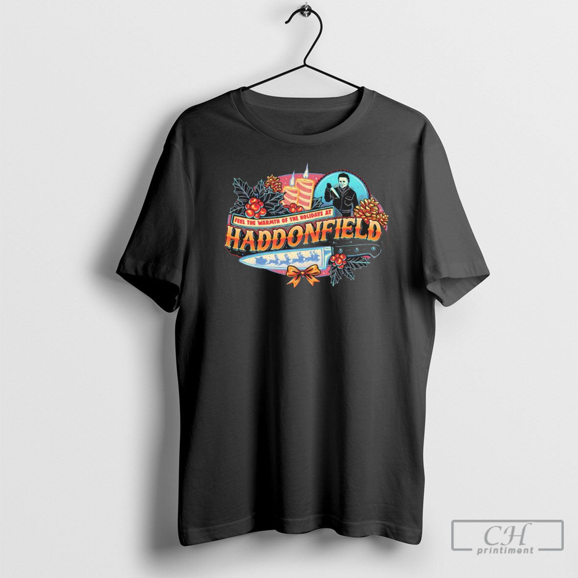 Michael Myers Feel The Warmth Of The Holiday At Haddonfied Halloween Character Unisex T-shirt, Sweatshirt, Hoodie, Long Sleeve Tee - T-Shirt, Sweatshirt, Hoodie