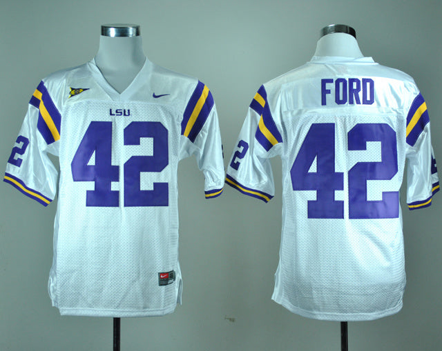 Michael Ford 42 White College Football Jersey football jersey product view 1
