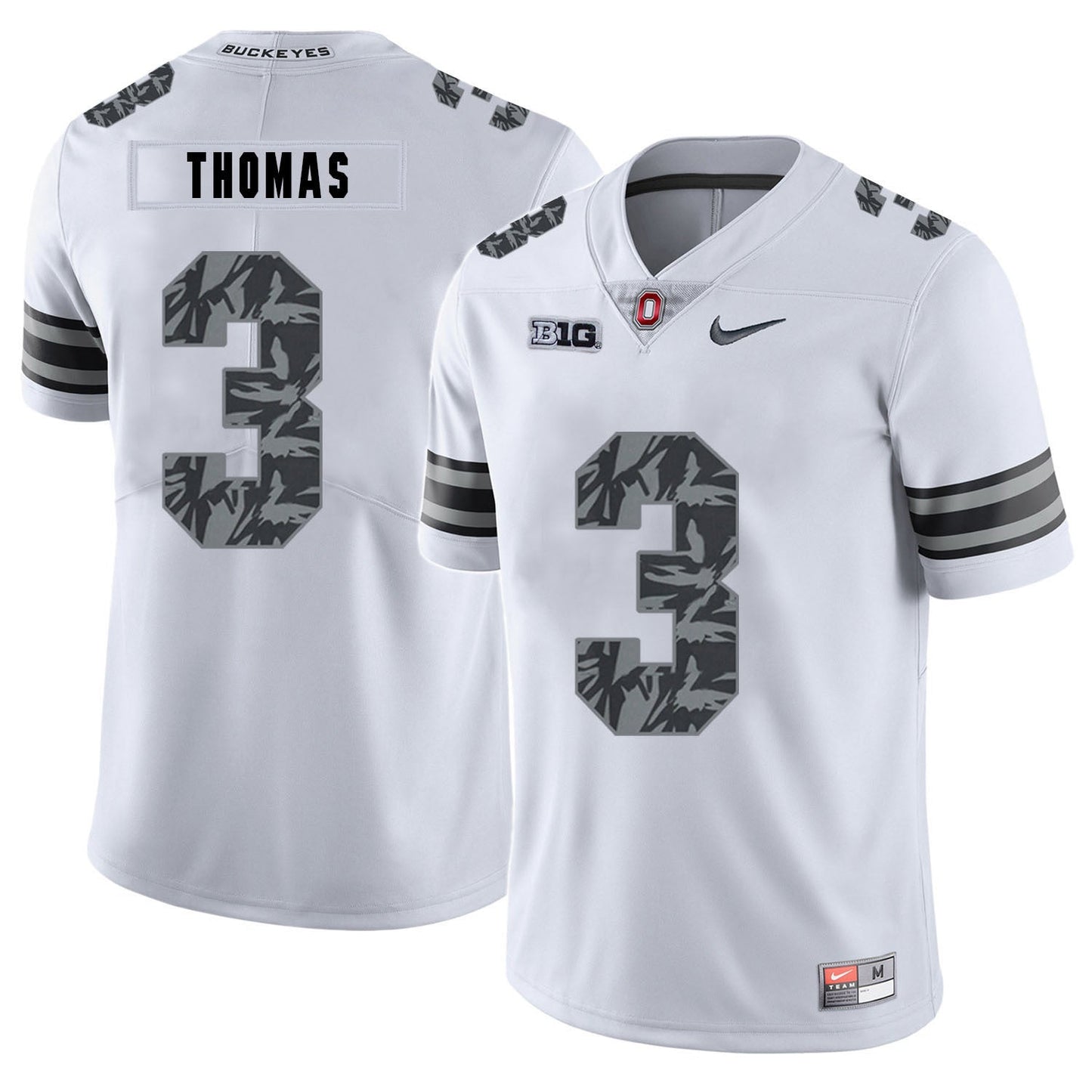 Michael Thomas 3 Pattern White College Football Jersey football jersey product view 1