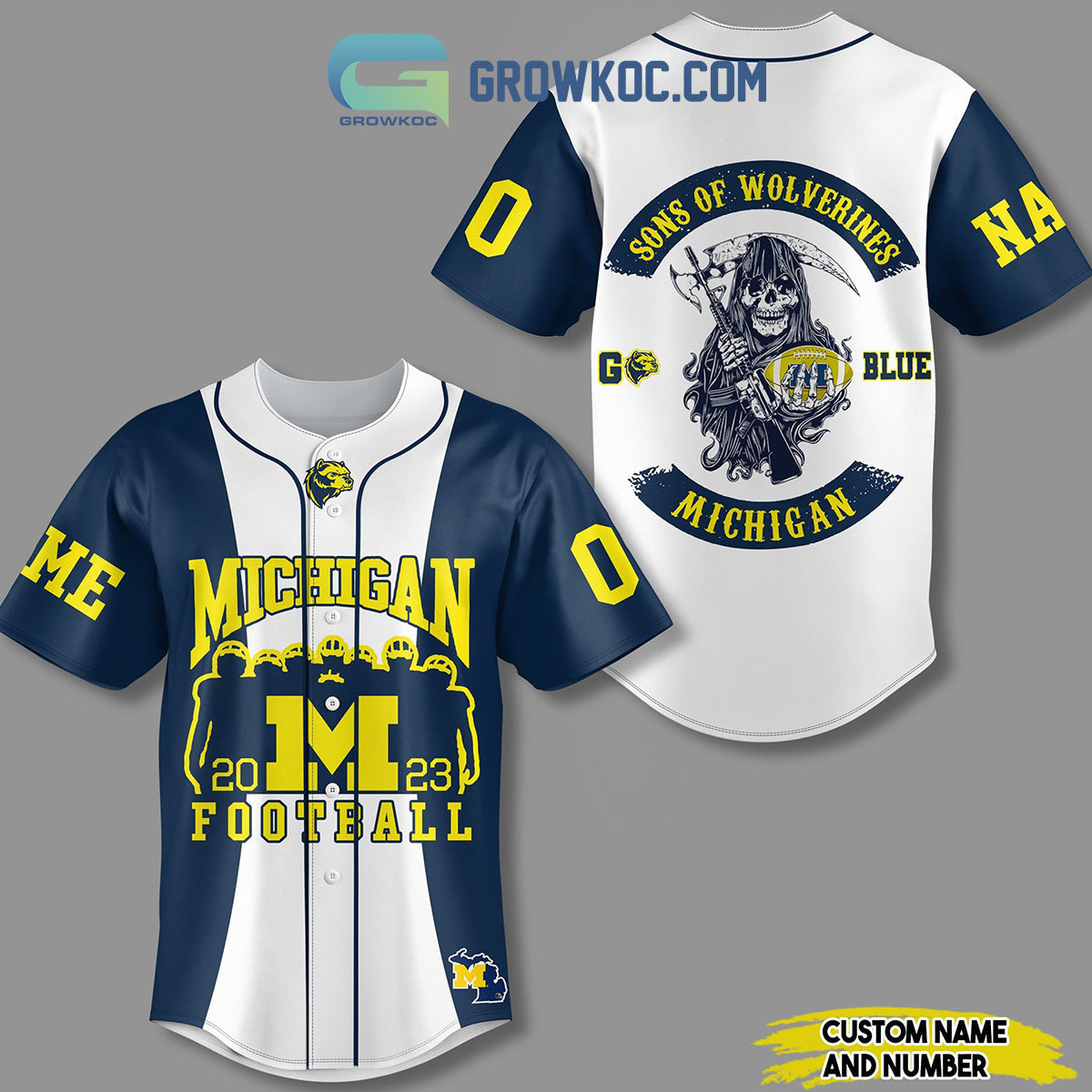 Michigan Sons Of Wolverines Go Blue 2023 Personalized Baseball Jersey baseball jersey product view 1