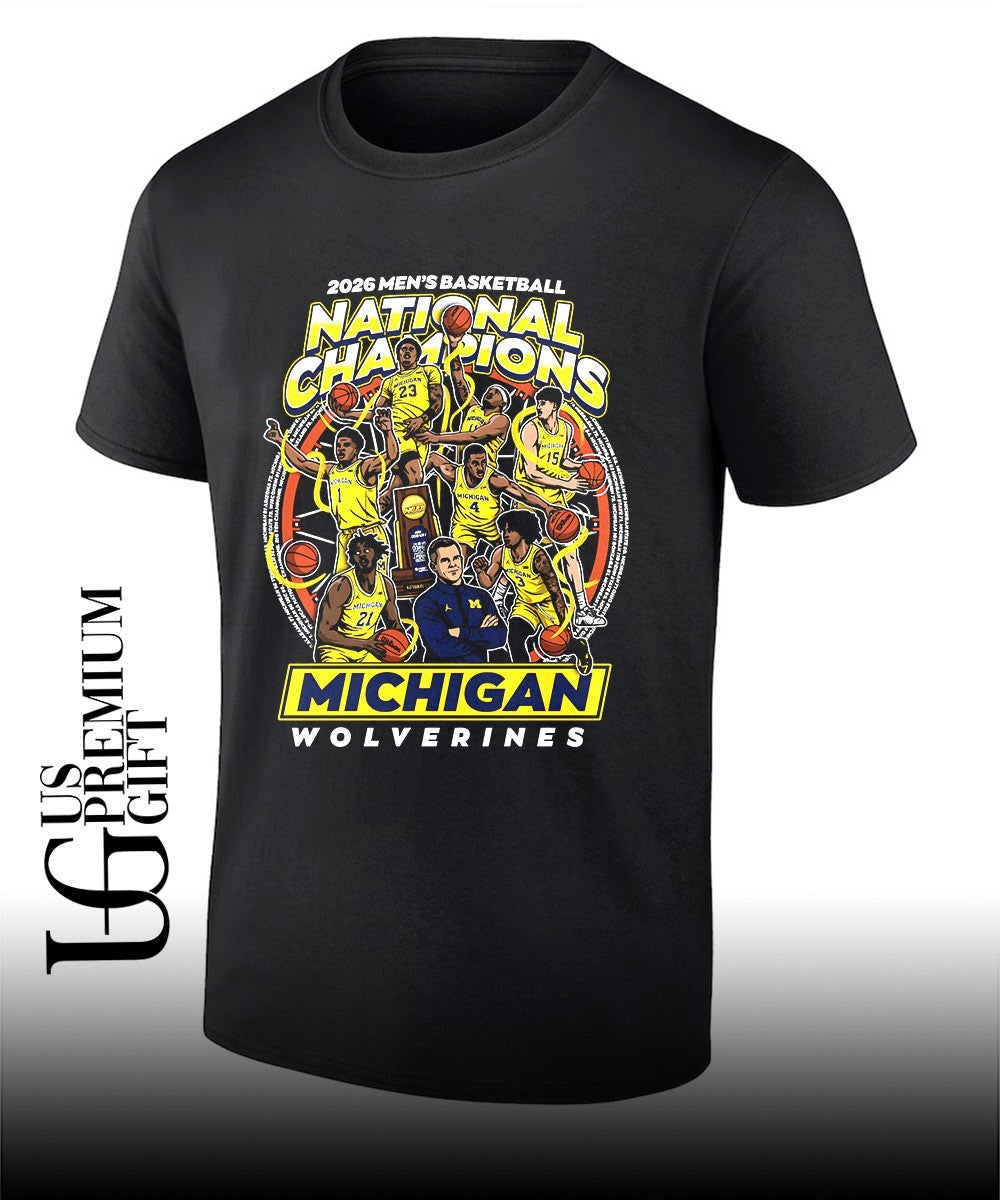 Michigan Wolverines 2026 Mens Basketball National Champions Team cartoon shirt Unisex T-shirt, Sweatshirt, Hoodie, Long Sleeve Tee - T-Shirt, Sweatshirt, Hoodie