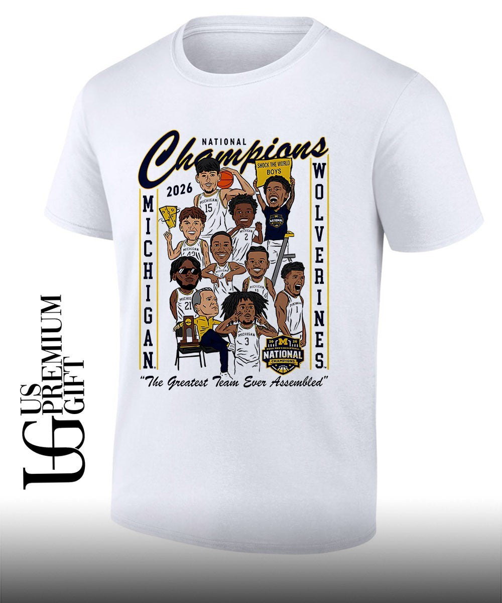 Michigan Wolverines 2026 Mens Basketball National Champions caricature shirt Unisex T-shirt, Sweatshirt, Hoodie, Long Sleeve Tee - T-Shirt, Sweatshirt, Hoodie