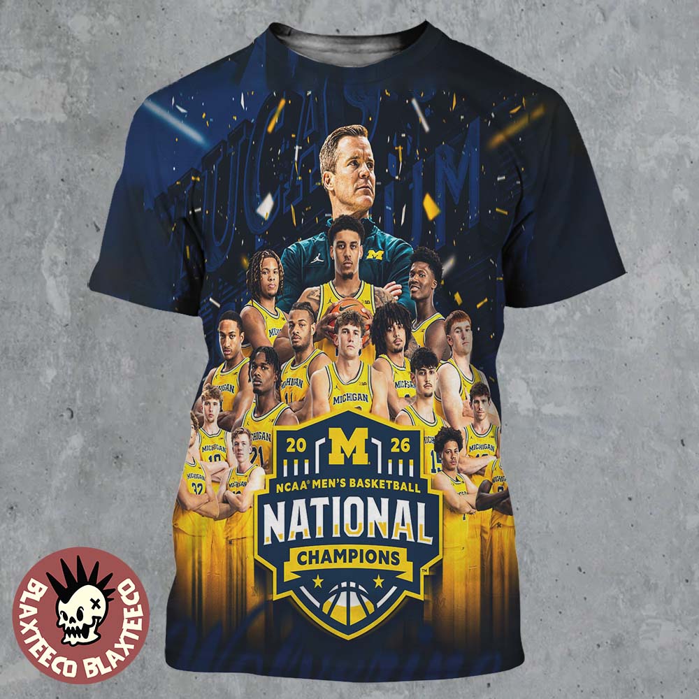 Michigan Wolverines 2026 NCAA Mens Basketball National Champions All Over Print Shirt Unisex T-shirt, Sweatshirt, Hoodie, Long Sleeve Tee - T-Shirt, Sweatshirt, Hoodie