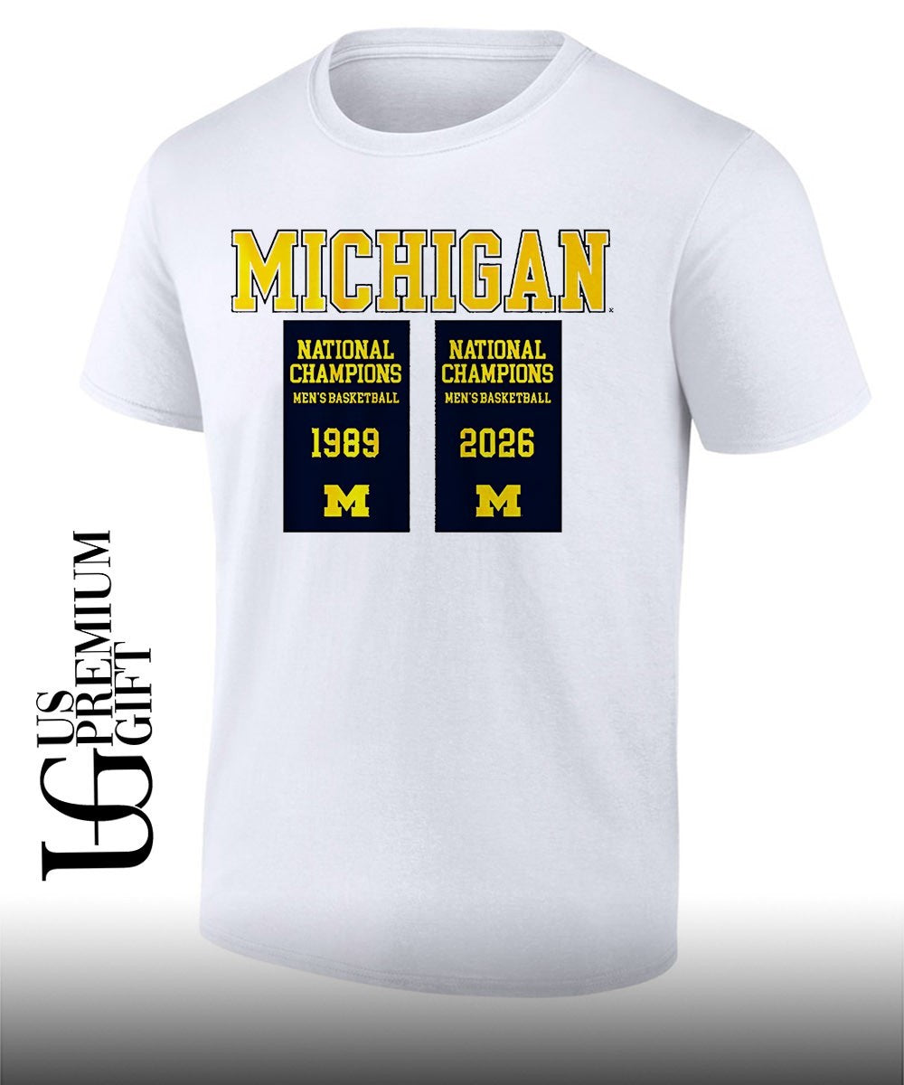 Michigan Wolverines 2026 NCAA Mens Basketball National Champions banners shirt Unisex T-shirt, Sweatshirt, Hoodie, Long Sleeve Tee - T-Shirt, Sweatshirt, Hoodie