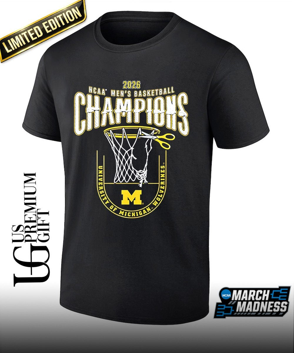 Michigan Wolverines 2026 NCAA Mens Basketball National Champions cut net shirt Unisex T-shirt, Sweatshirt, Hoodie, Long Sleeve Tee - T-Shirt, Sweatshirt, Hoodie